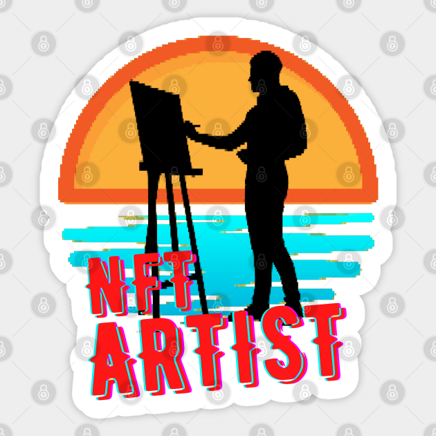 Nft Artist Retro Pixel Art Nft Art Sticker TeePublic UK